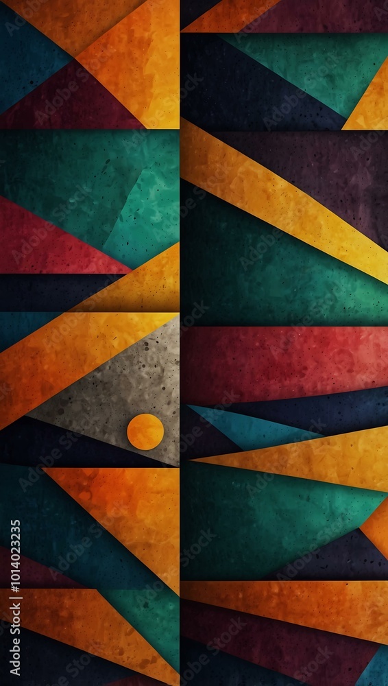 Poster abstract geometric background with colorful shapes and textures.