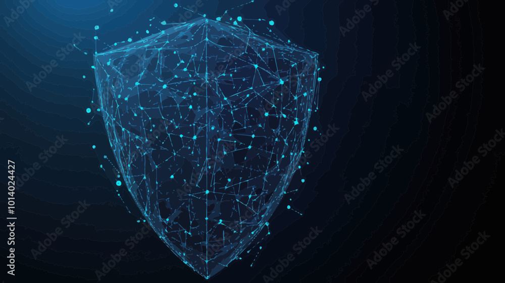 Aufkleber low poly security shield vector illustration for data protection in digital space, composed of polyg