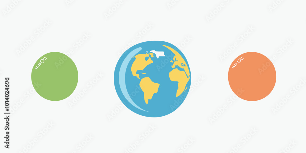 Poster flat ui globe icon collection - simplified vector illustration of earth with colorful circles for de