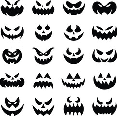 Collection of halloween silhouettes icon and character., witch, creepy and spooky elements for halloween decorations, silhouettes, sketch, icon, sticker. Hand drawn vector illustration