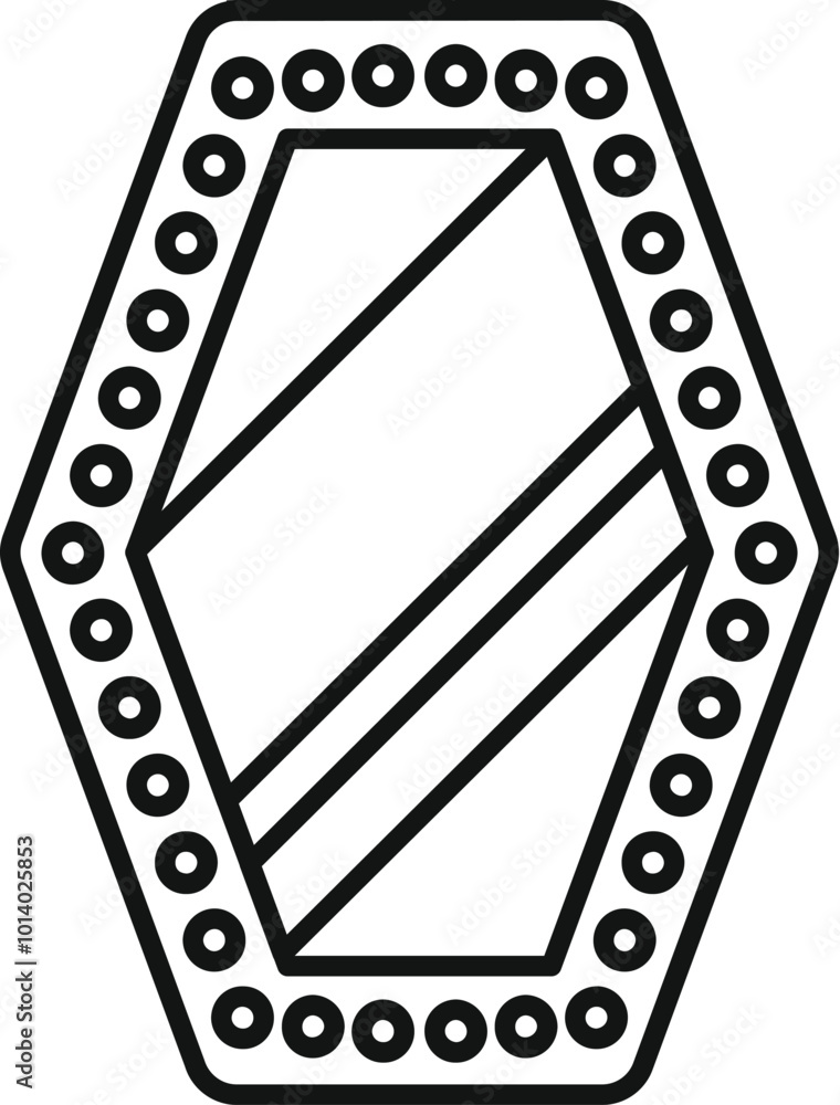 Poster simple outline icon of a hexagon mirror with a round frame