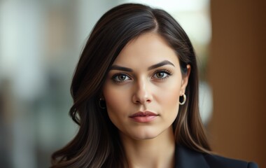 Serious businesswoman with focused demeanor