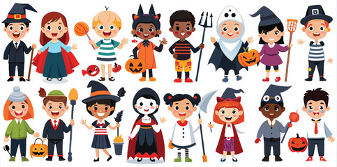 Halloween cartoon character illustration children group icon