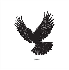 pigeon isolated on white background, bird, silhouette, eagle, vector, flying, animal, illustration, wing, nature, black, birds, dove, feather, wings, tattoo, fly, hawk, design, wildlife, flight, freed