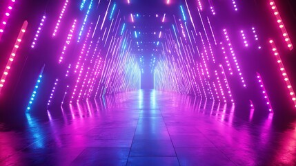 Fototapeta premium Vibrant VJ light effects with particles for concert, dance, and EDM events. Ideal for music stages, party openers, title sequences, and neon-lit LED tunnel backgrounds.