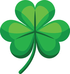 Green fourleaf clover, symbolizing good fortune and luck, illustrated in a cartoon style