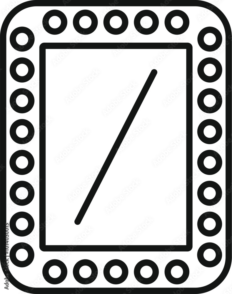 Aufkleber simple line icon of a dressing room mirror with light bulbs surrounding it and a diagonal reflection