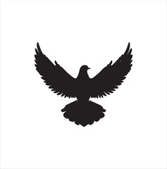 pigeon isolated on white background, bird, silhouette, eagle, vector, flying, animal, illustration, wing, nature, black, birds, dove, feather, wings, tattoo, fly, hawk, design,Art & Illustration