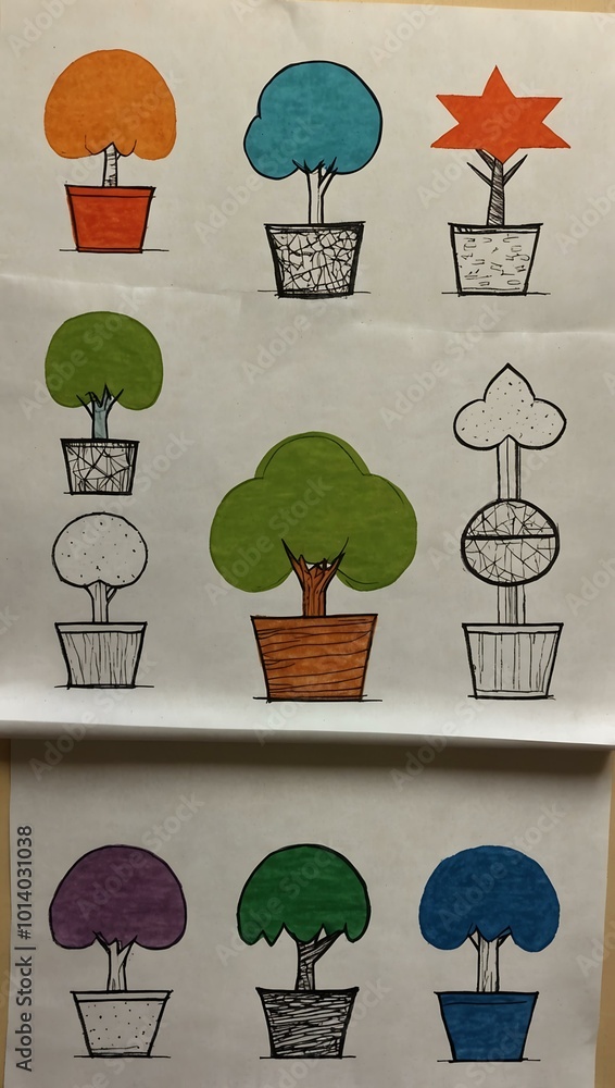 Poster beginner drawing with simple shapes.