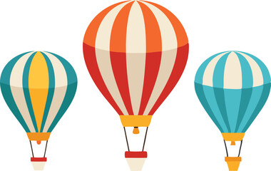 Obraz premium Group of colorful hot air balloons, illustrated in a playful and bright cartoon style