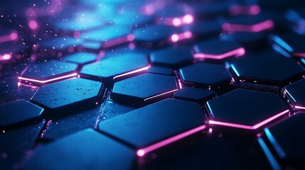 Fototapeta premium Futuristic technology background featuring intricate glowing blue hexagonal pattern design