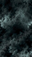 Black smoke and fog creating a spooky atmosphere, 3D effect.