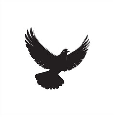 pigeon isolated on white background, bird, silhouette, eagle, vector, flying, animal, illustration, wing, nature, black, birds, dove, feather, wings, tattoo, fly, hawk, design,Art & Illustration