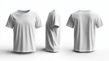 Fototapeta premium Three views of a plain white T-shirt.