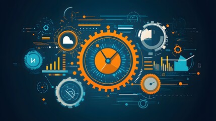 Obraz premium Quality improvement concept illustrated with symbols or graphics showcasing the benefits of software updates and system installations