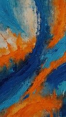 Blue and Orange Acrylic Painting Texture