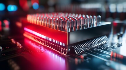 Quantum computer concept featuring a CPU processor, quantum qubits, and advanced computing technology