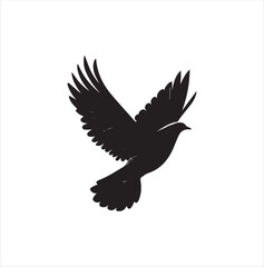 pigeon isolated on white background, bird, silhouette, eagle, vector, flying, animal, illustration, wing, nature, black, birds, dove, feather, wings, tattoo, fly, hawk, design,Art & Illustration