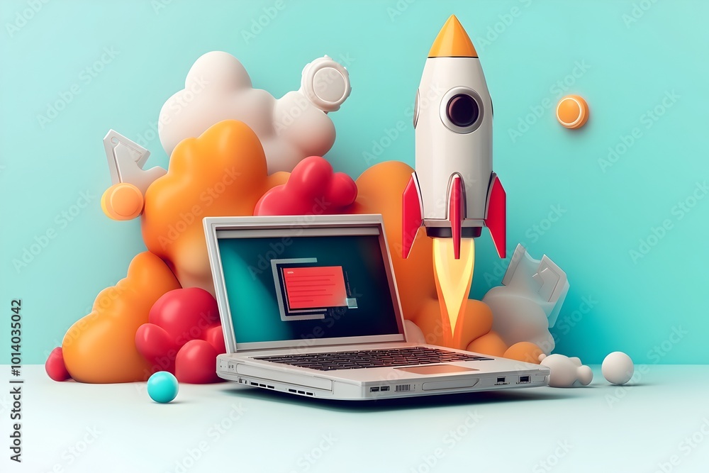 Poster stunning 3d visualization showcasing the cutting edge technology and bold design of a modern startup