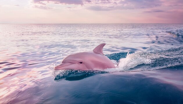 Ein Rosa Delfin posiert stolz vor der Kamera