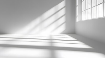 Obraz premium Realistic and minimalist blurred natural light with windows shadow overlay on wallpaper texture
