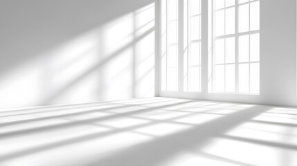 Obraz premium Realistic and minimalist blurred natural light with windows shadow overlay on wallpaper texture