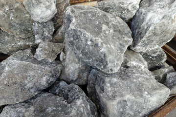 natural rock salt extracted from underground, close-up view of a large piece of rock salt,