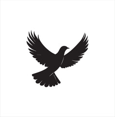 pigeon isolated on white background, bird, silhouette, eagle, vector, flying, animal, illustration, wing, nature, black, birds, dove, feather, wings, tattoo, fly, hawk, design,Art & Illustration