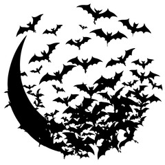 illustration of a halloween background bat and moon