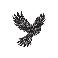 pigeon isolated on white background, bird, silhouette, eagle, vector, flying, animal, illustration, wing, nature, black, birds, dove, feather, wings, tattoo, fly, hawk, design,Art & Illustration