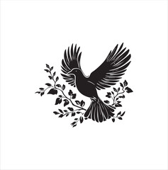 pigeon isolated on white background, bird, silhouette, eagle, vector, flying, animal, illustration, wing, nature, black, birds, dove, feather, wings, tattoo, fly, hawk, design,Art & Illustration