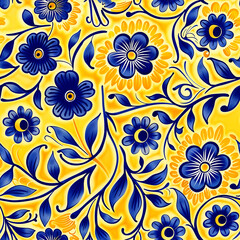 Mexican Traditional Folk Art Style Seamless Tile