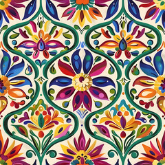 Mexican Traditional Folk Art Style Seamless Tile