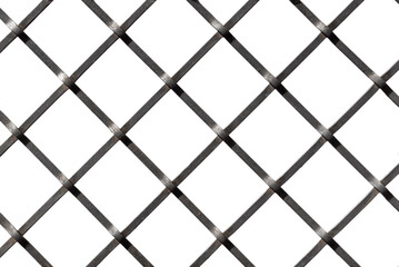 Metal diagonal grille, isolated on white background.