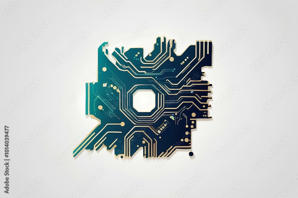 Poster blue circuit board pattern in a technological design, representing data, technology, and digital con