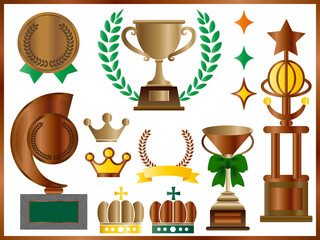 トロフィー■ブロンズのトロフィー＆メダルのセット