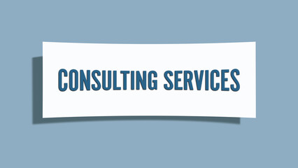 Consulting Services. A card isolated on blue background.
