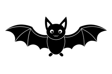 Halloween bat character. Illustration for Halloween decorations. Simple vector with cute animal from different side. Cartoon flat vector isolated on colorful background. 