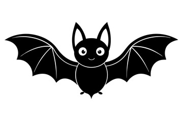 Halloween bat character. Illustration for Halloween decorations. Simple vector with cute animal from different side. Cartoon flat vector isolated on colorful background. 