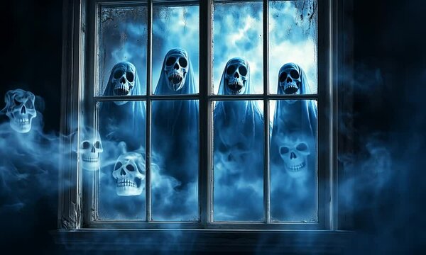 Horror scary scene - ghosts outside the window