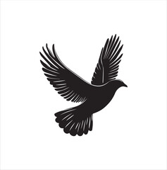 pigeon isolated on white background, bird, silhouette, eagle, vector, flying, animal, illustration, wing, nature, black, birds, dove, feather, wings, tattoo, fly, hawk, design,Art & Illustration