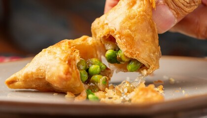 Crispy samosa filled with peas