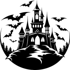 halloween castle illustration