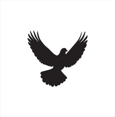 pigeon isolated on white background, bird, silhouette, eagle, vector, flying, animal, illustration, wing, nature, black, birds, dove, feather, wings, tattoo, fly, hawk, design,Art & Illustration