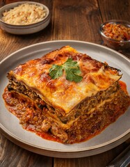 Lasagna with melted cheese
