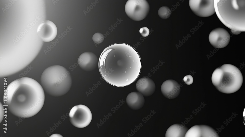 Aufkleber floating transparent bubbles on a dark background