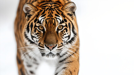 Fototapeta premium Close-up of a tiger walking through snow 