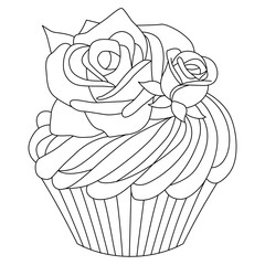 Rose Cupcake Outline