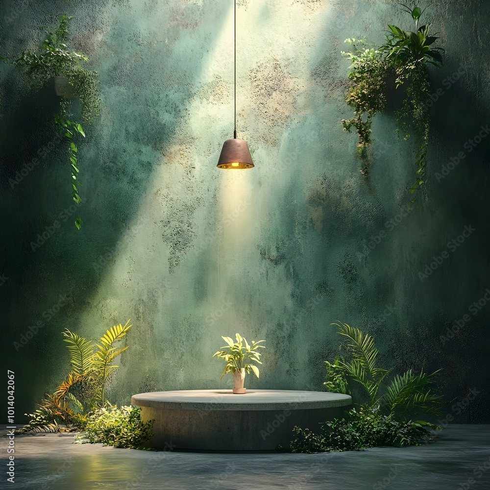 Aufkleber futuristic 3d studio environment featuring an olive green gradient backdrop bare concrete floor and 