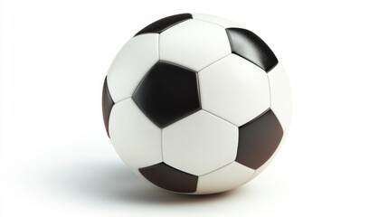 Classic black and white football on a white background sports equipment isolated realistic texture round shape Generative AI